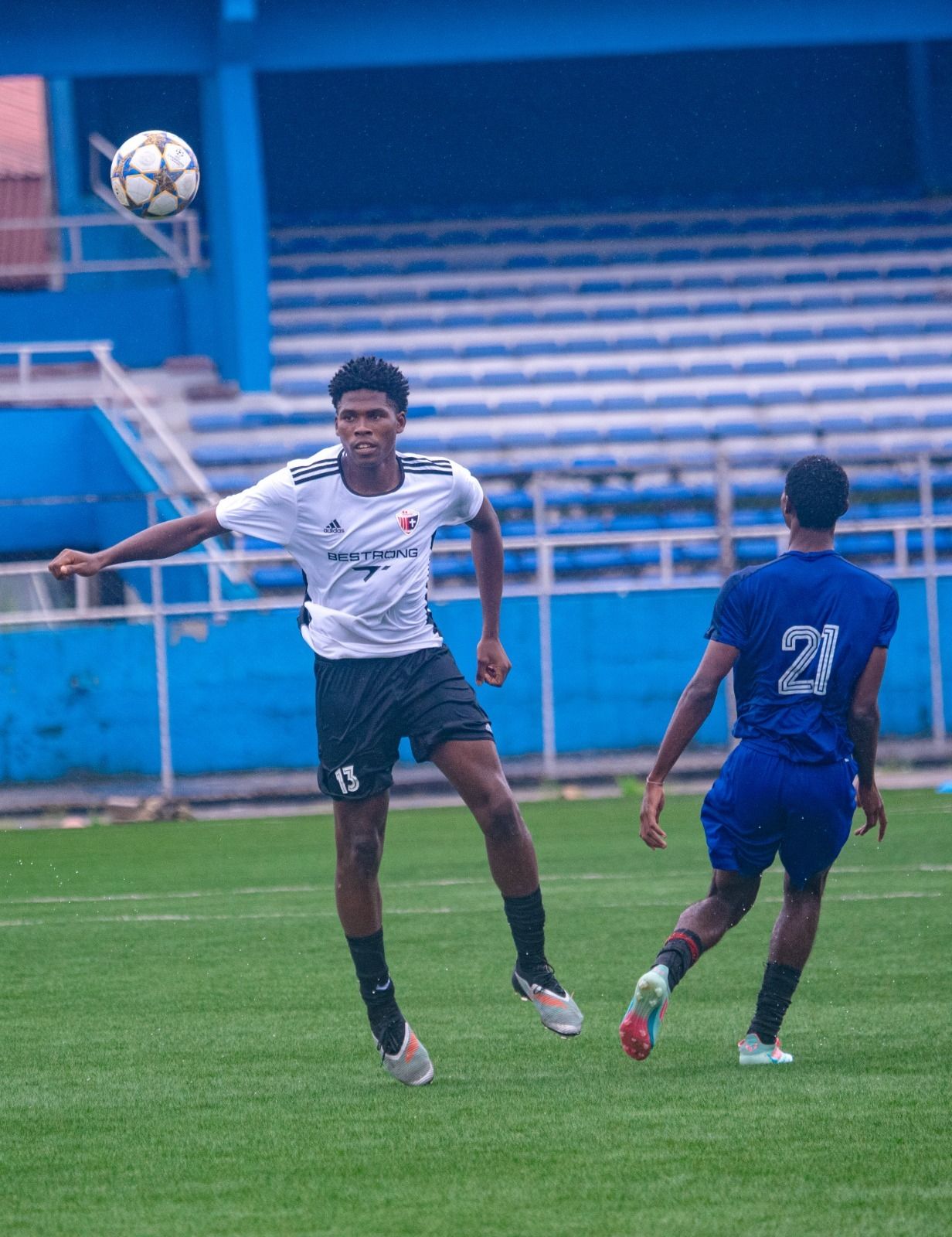 Aerial duel during a Dreamland Football Academy match