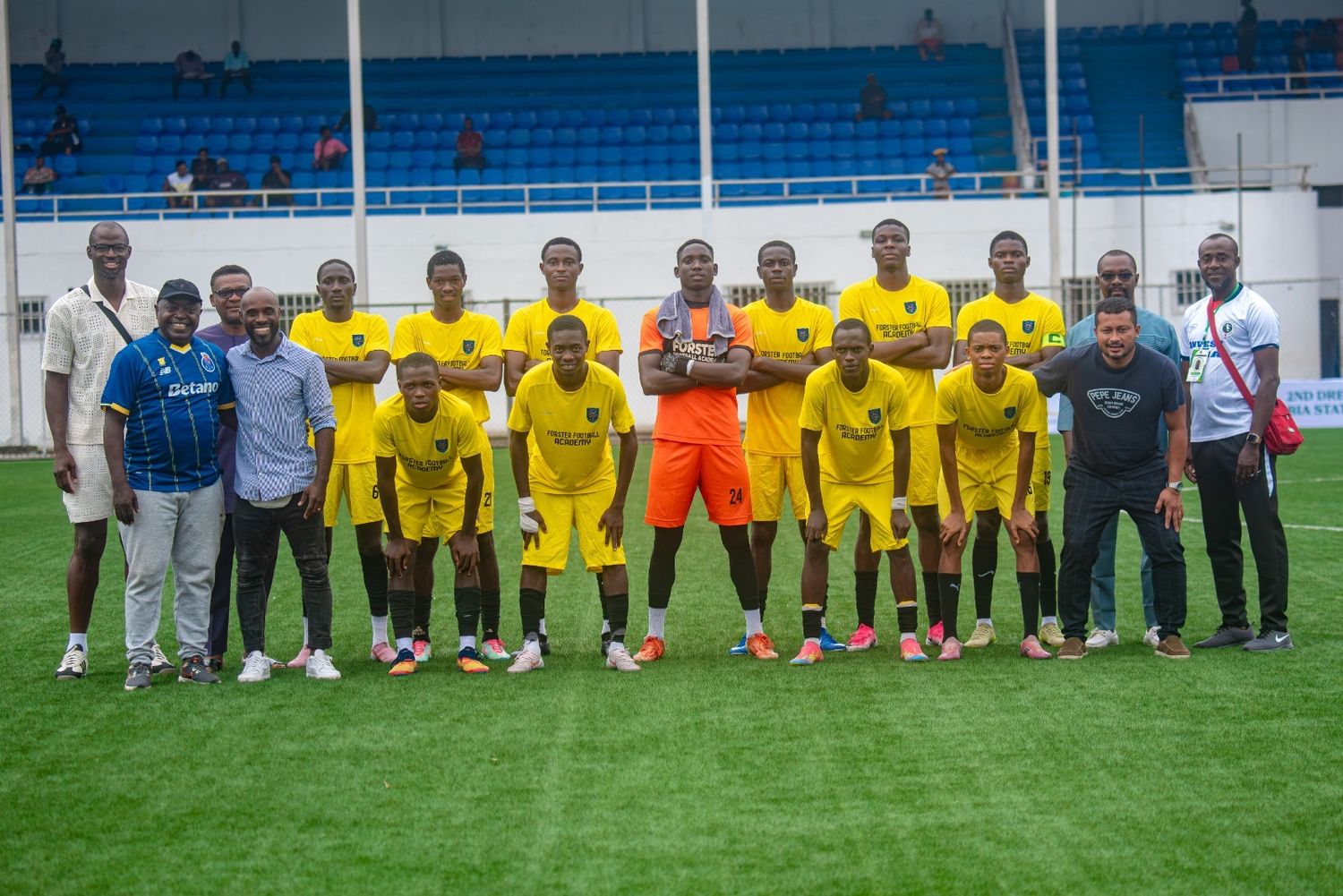 Teams and officials at Enyimba Stadium, Aba
