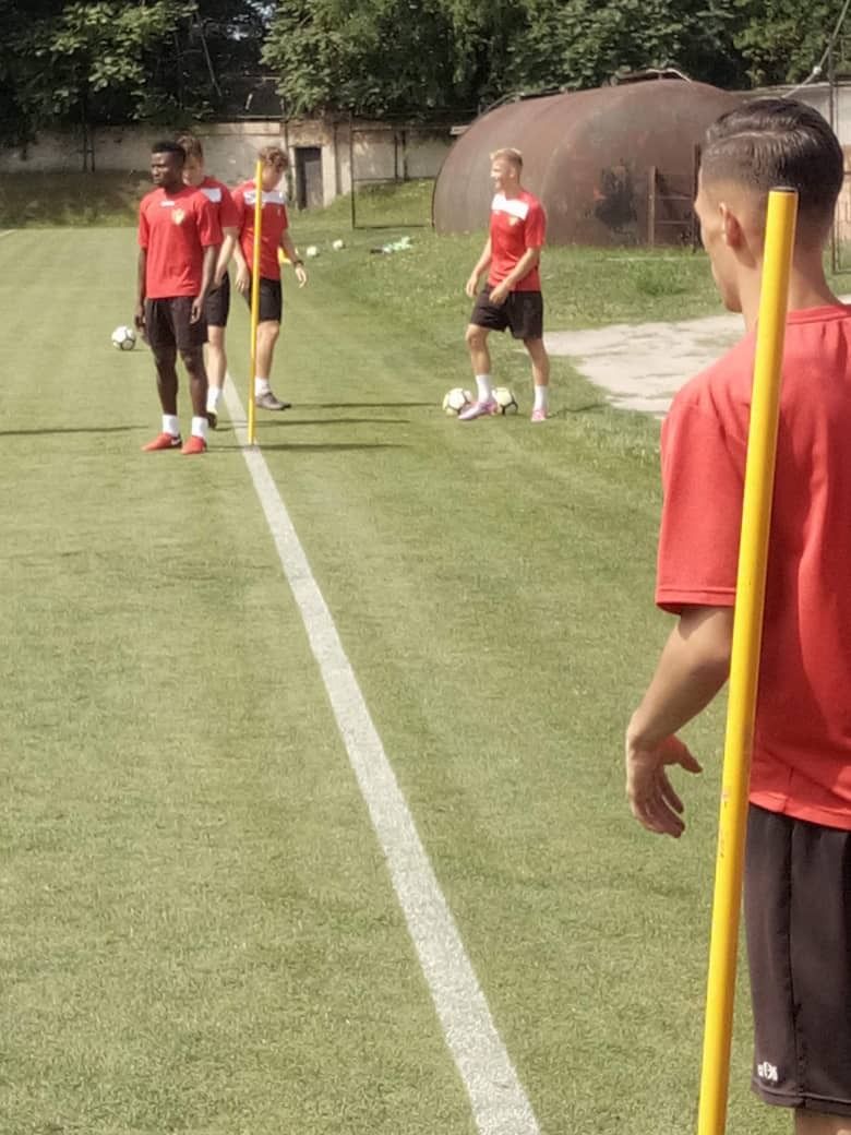 Technical drills on the training pitch